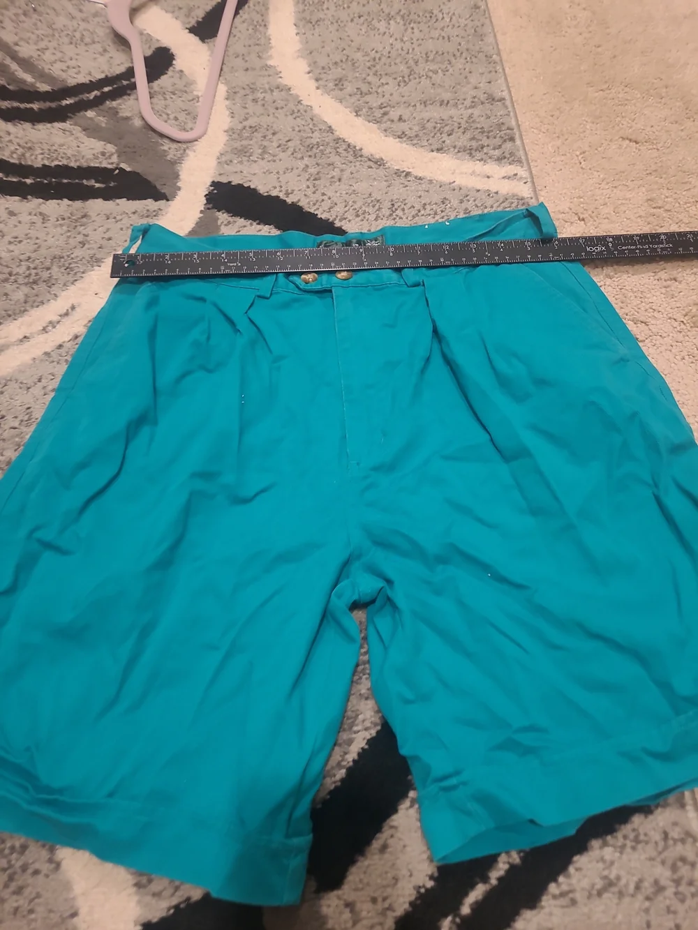 Knights Of Round Table Mens Teal Khaki Cotton Shorts Size 34